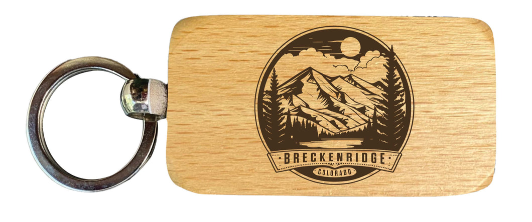 Breckenridge Colorado Souvenir 2.5x1-Inch Souvenir Engraved Wooden Keychain 2-Pack