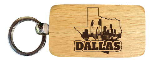 Dallas Texas Souvenir 2.5x1-Inch Souvenir Engraved Wooden Keychain Single Unit
