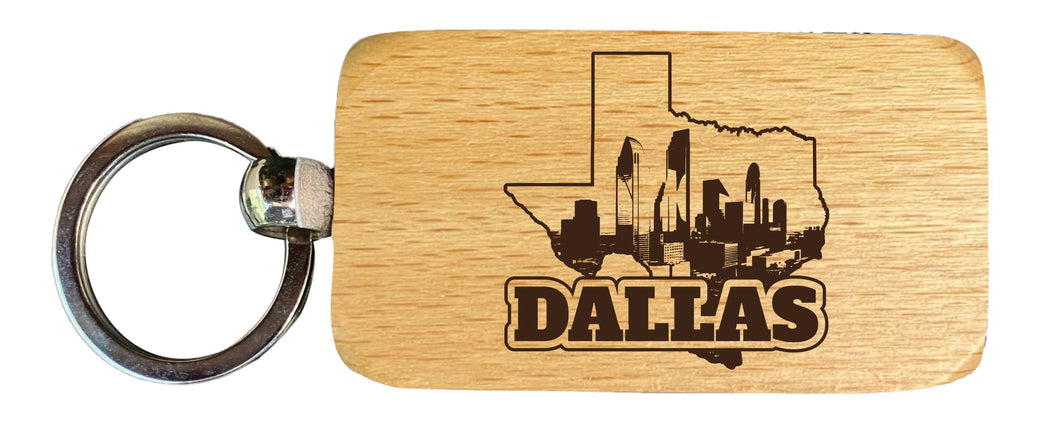 Dallas Texas Souvenir 2.5x1-Inch Souvenir Engraved Wooden Keychain Single Unit