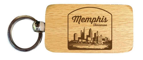 Memphis Tennessee Souvenir 2.5x1-Inch Souvenir Engraved Wooden Keychain 4-Pack