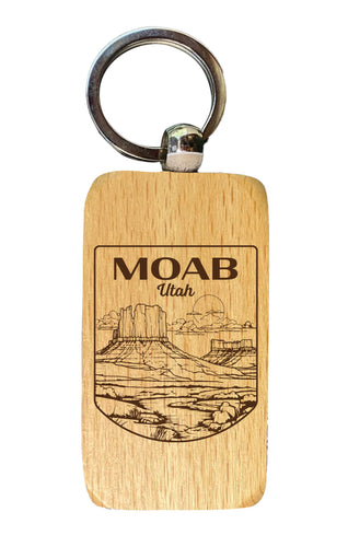 Moab Utah Souvenir 2.5x1-Inch Souvenir Engraved Wooden Keychain 4-Pack