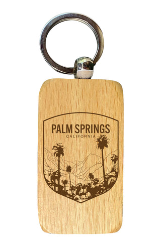 Palm Springs California Souvenir 2.5x1-Inch Souvenir Engraved Wooden Keychain 4-Pack