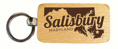 Salisbury Maryland Souvenir 2.5x1-Inch Souvenir Engraved Wooden Keychain 2-Pack