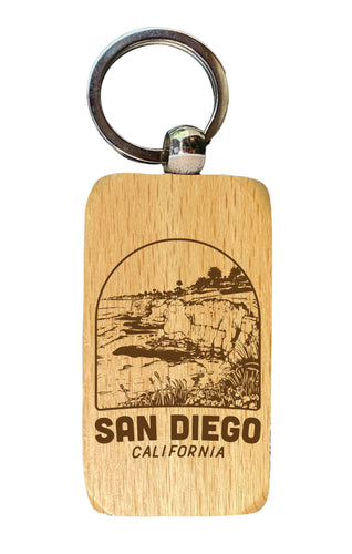 San Diego California Souvenir 2.5x1-Inch Souvenir Engraved Wooden Keychain Single Unit