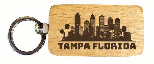 Tampa Florida Souvenir 2.5x1-Inch Souvenir Engraved Wooden Keychain 4-Pack