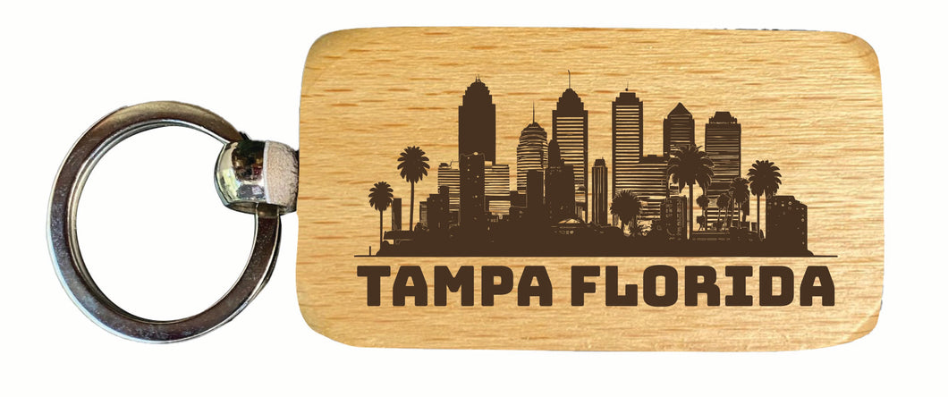 Tampa Florida Souvenir 2.5x1-Inch Souvenir Engraved Wooden Keychain 4-Pack