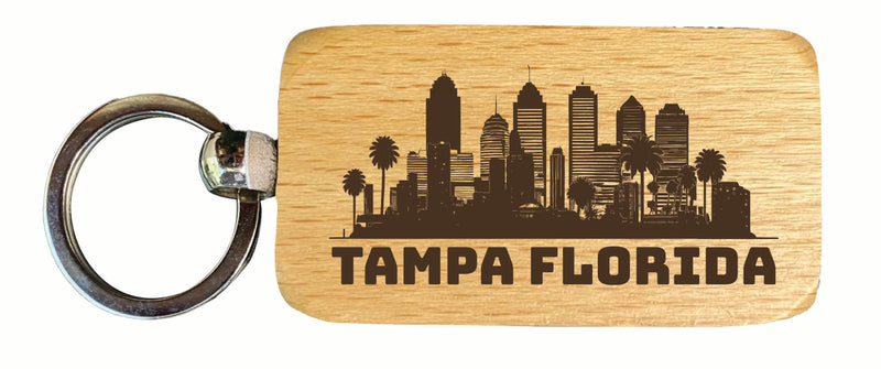 Tampa Florida Souvenir 2.5x1-Inch Souvenir Engraved Wooden Keychain 4-Pack