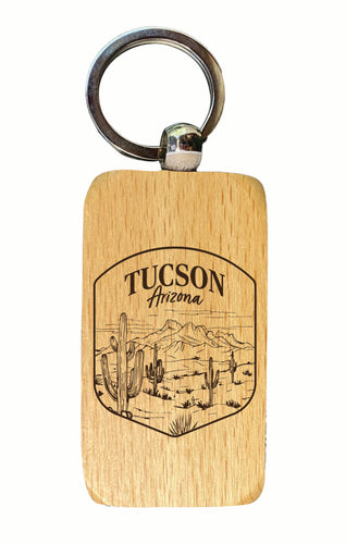 Tucson Arizona Souvenir 2.5x1-Inch Souvenir Engraved Wooden Keychain Single Unit