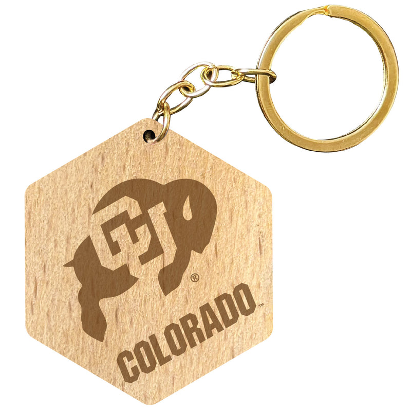 Colorado Buffaloes 2" Engraved Wooden Hexagon Keychain Officially Licensed Collegiate Product Single