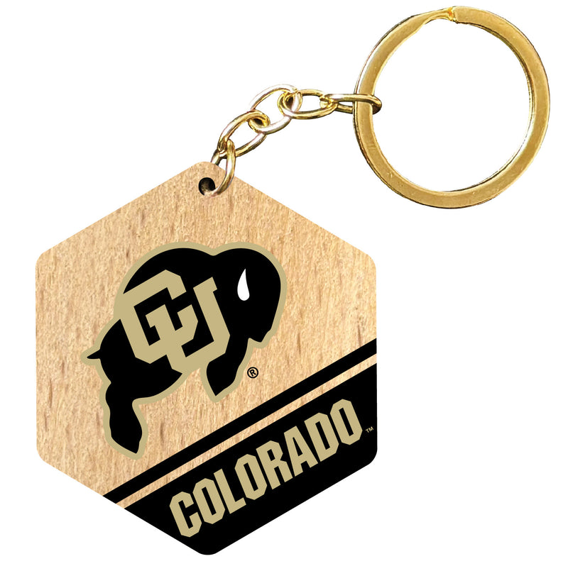 Colorado Buffaloes 2" Wooden Hexagon Keychain Officially Licensed Collegiate Product Single