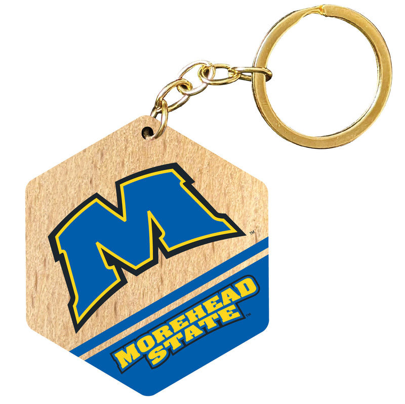 Morehead State University 2" Wooden Hexagon Keychain Officially Licensed Collegiate Product Single