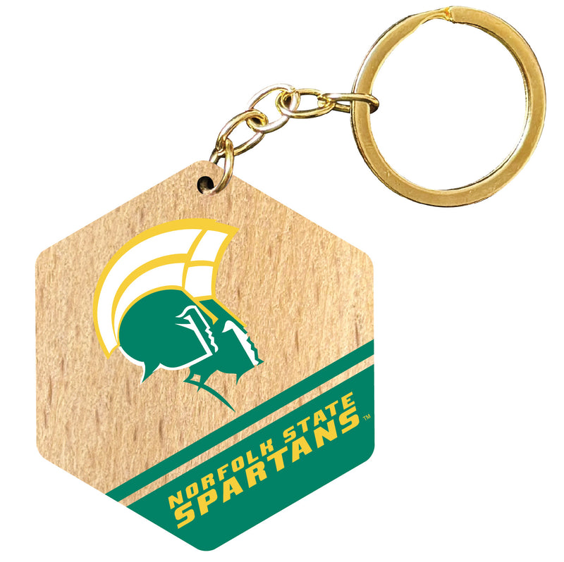 Norfolk State University 2" Wooden Hexagon Keychain Officially Licensed Collegiate Product 2-Pack