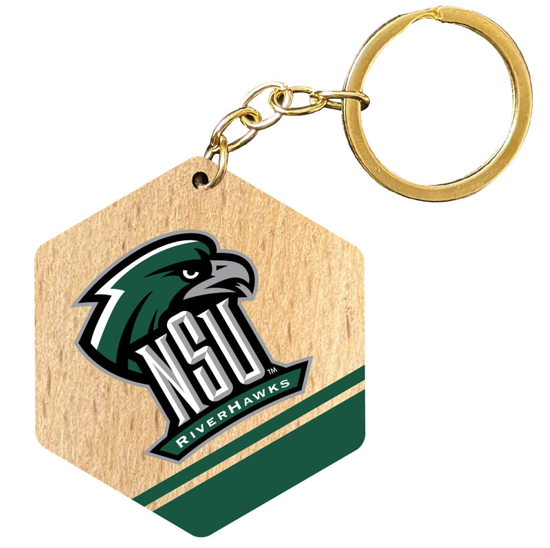 Northeastern State University Riverhawks 2" Wooden Hexagon Keychain Officially Licensed Collegiate Product Single