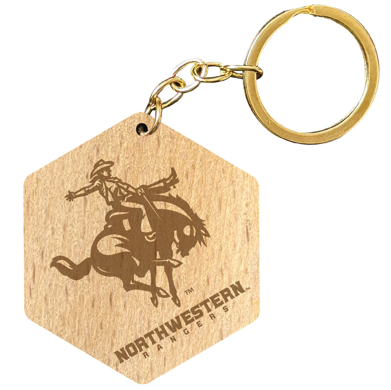 Northwestern Oklahoma State University 2" Engraved Wooden Hexagon Keychain Officially Licensed Collegiate Product 4-Pack