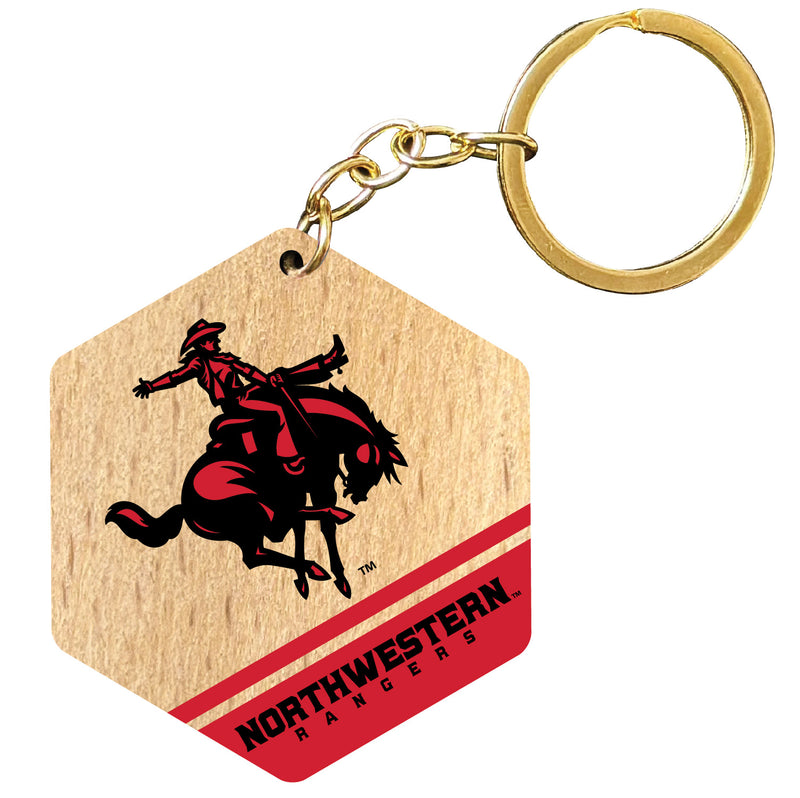 Northwestern Oklahoma State University 2" Wooden Hexagon Keychain Officially Licensed Collegiate Product 4-Pack