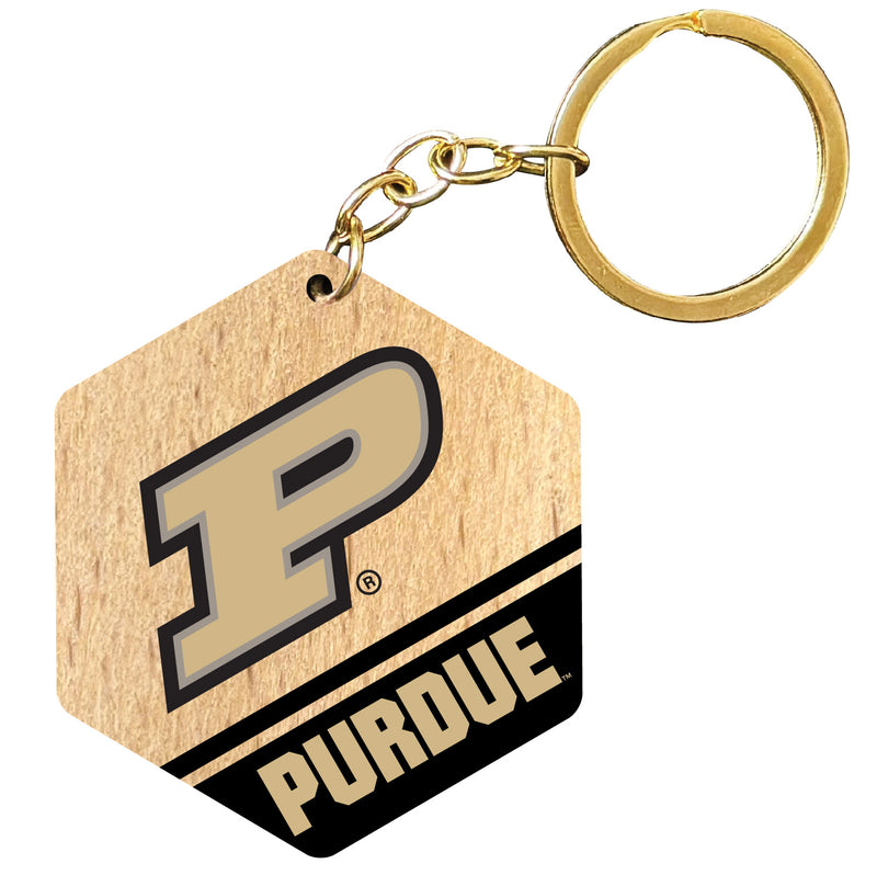 Purdue Boilermakers 2" Wooden Hexagon Keychain Officially Licensed Collegiate Product Single