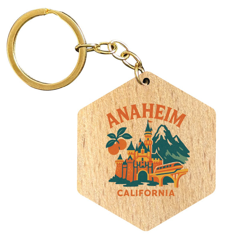 Anaheim California Vintage Design Souvenir Flat Wooden Keychain (Multiple Shapes) 