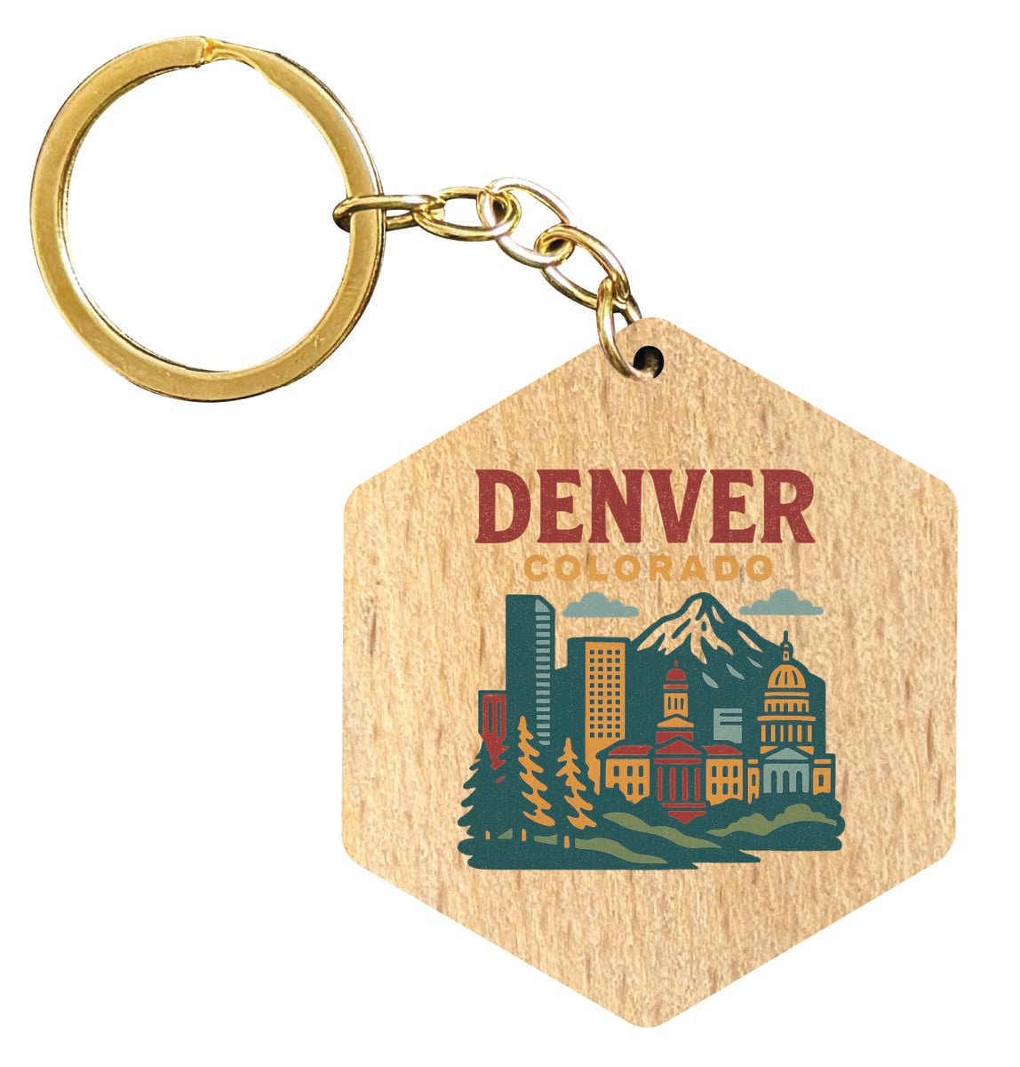Denver Colorado Vintage Design Souvenir Flat Wooden Keychain (Multiple ...
