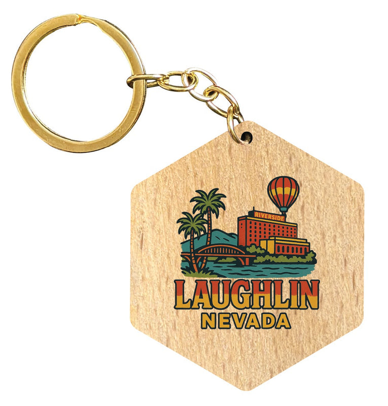 Laughlin Nevada Vintage Design Souvenir Flat Wooden Keychain (Multiple Shapes) 