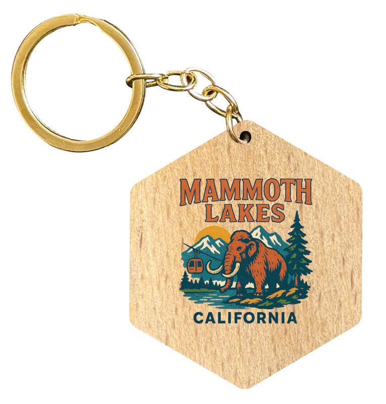 Mammoth Lakes California Vintage Design Souvenir Flat Wooden Keychain (Multiple Shapes) 