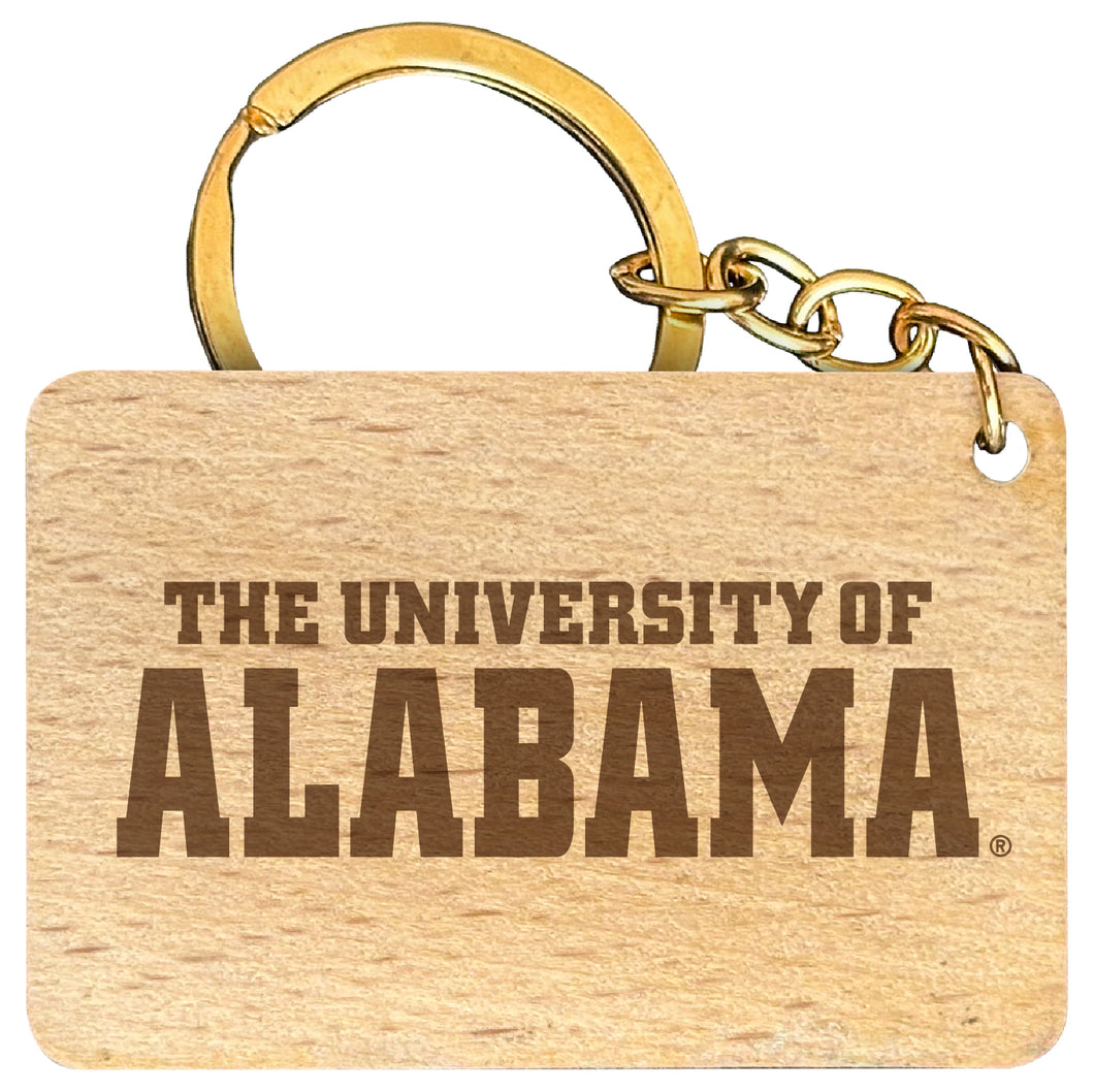 Alabama Crimson Tide Engraved Flat Wood Keychain 1.5