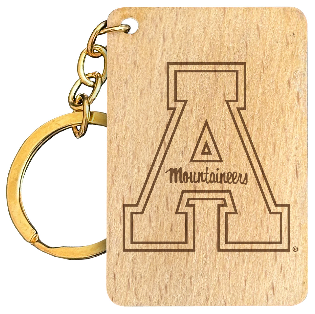 Appalachian State Engraved Flat Wood Keychain 1.5