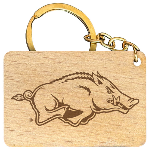 Arkansas Razorbacks Engraved Flat Wood Keychain 1.5