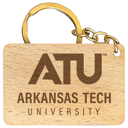 Arkansas Tech University Engraved Flat Wood Keychain 1.5