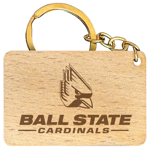 Ball State University Engraved Flat Wood Keychain 1.5