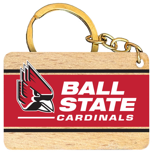 Ball State University Flat Wood Keychain 1.5