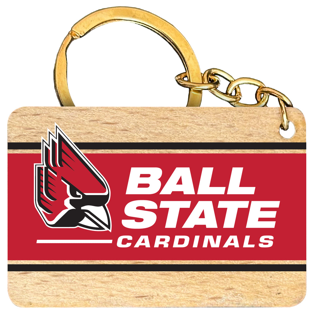 Ball State University Flat Wood Keychain 1.5