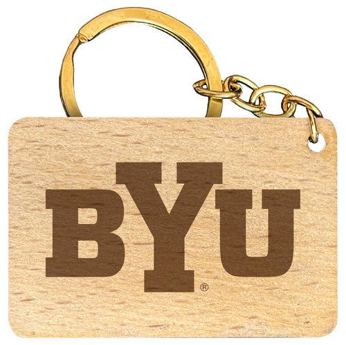 Brigham Young Cougars Engraved Flat Wood Keychain 1.5