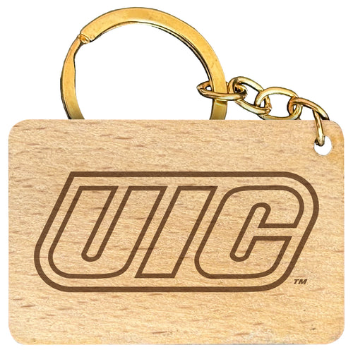 University of Illinois at Chicago Engraved Flat Wood Keychain 1.5