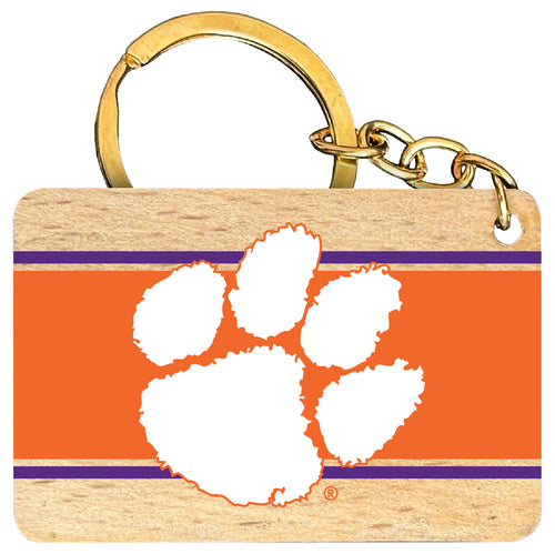 Clemson Tigers Flat Wood Keychain 1.5