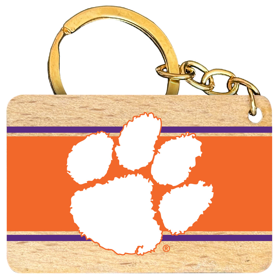 Clemson Tigers Flat Wood Keychain 1.5
