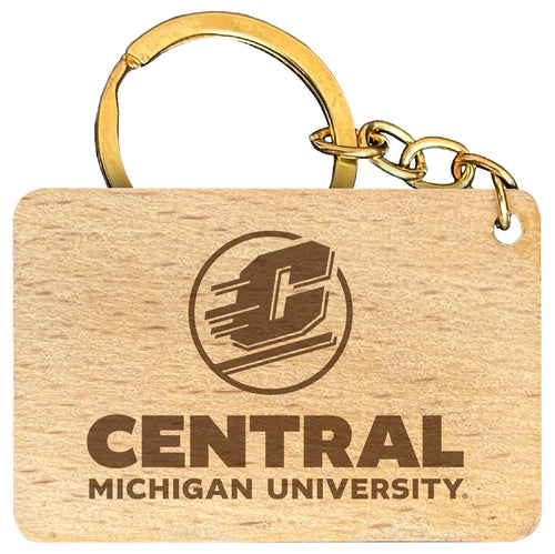 Central Michigan University Engraved Flat Wood Keychain 1.5