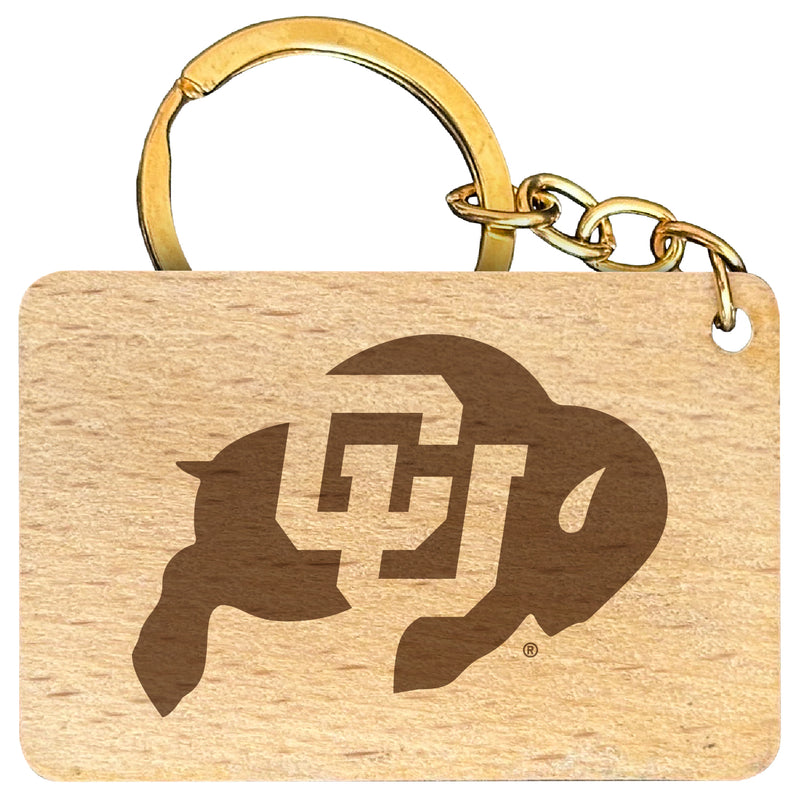 Colorado Buffaloes Engraved Flat Wood Keychain 1.5" x 2.5" Officially Licensed Collegiate Product 4-Pack