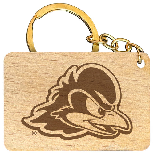 Delaware Blue Hens Engraved Flat Wood Keychain 1.5