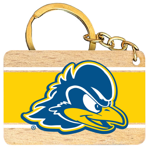 Delaware Blue Hens Flat Wood Keychain 1.5
