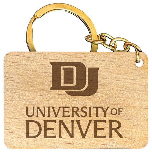 University of Denver Pioneers Engraved Flat Wood Keychain 1.5
