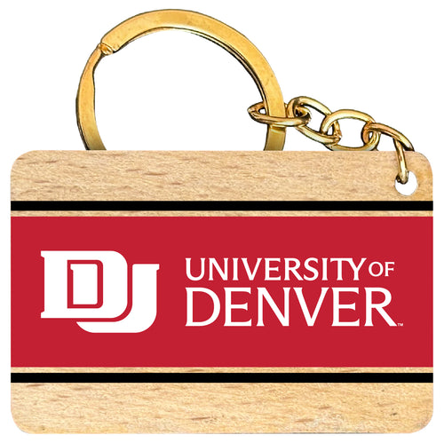 University of Denver Pioneers Flat Wood Keychain 1.5