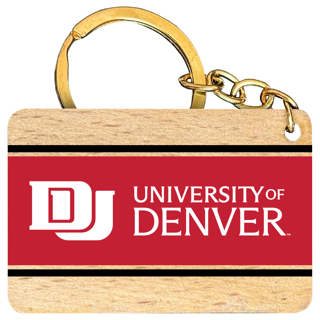 University of Denver Pioneers Flat Wood Keychain 1.5
