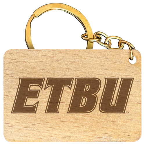 East Texas Baptist University Engraved Flat Wood Keychain 1.5