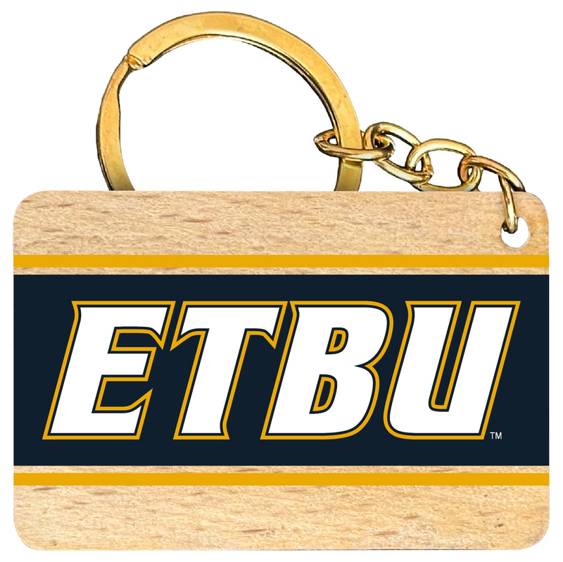 East Texas Baptist University Flat Wood Keychain 1.5" x 2.5" Officially Licensed Collegiate Product 4-Pack