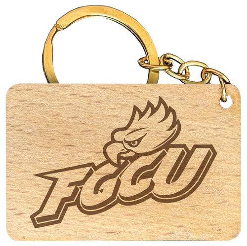 Florida Gulf Coast Eagles Engraved Flat Wood Keychain 1.5
