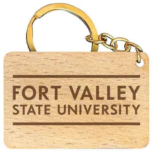 Fort Valley State University Engraved Flat Wood Keychain 1.5
