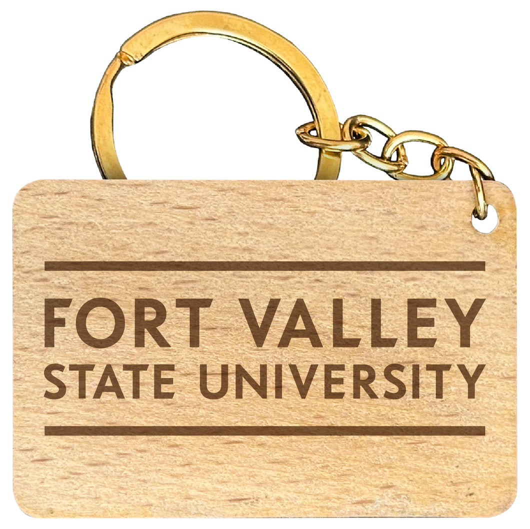 Fort Valley State University Engraved Flat Wood Keychain 1.5