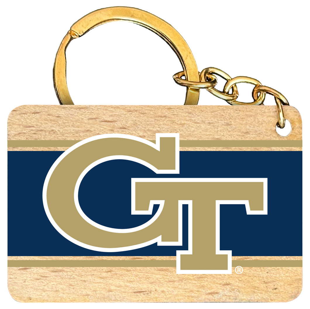 Georgia Tech Yellow Jackets Flat Wood Keychain 1.5