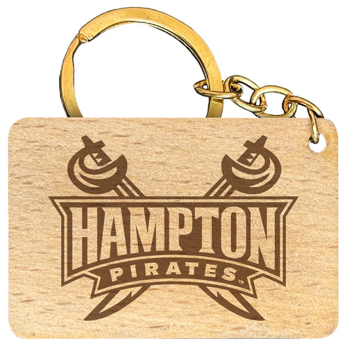 Hampton University Engraved Flat Wood Keychain 1.5