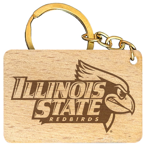 Illinois State Redbirds Engraved Flat Wood Keychain 1.5